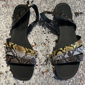 Yellow and White Snake Skin Sandals from Zara